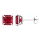 Lab-created Ruby 10k White Gold Stud Earrings, Women's, Red
