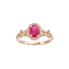 10k Rose Gold Ruby & 1/4 Carat T.w. Diamond Halo Ring, Women's, Size: 5, Red
