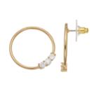 Lc Lauren Conrad Simulated Crystal Nickel Free Hoop Earrings, Women's, Gold