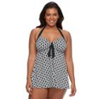 Plus Size A Shore Fit Hip Minimizer Halterkini Top & High-waisted Swim Bottoms Set, Women's, Size: 24 W, Blue (navy)