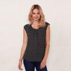 Women's Lc Lauren Conrad Pleat Neck Tee, Size: Xs, Black