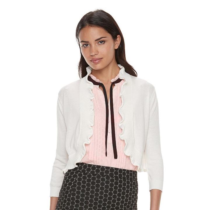 Women's Elle&trade; Ruffle Shrug, Size: Xl, White