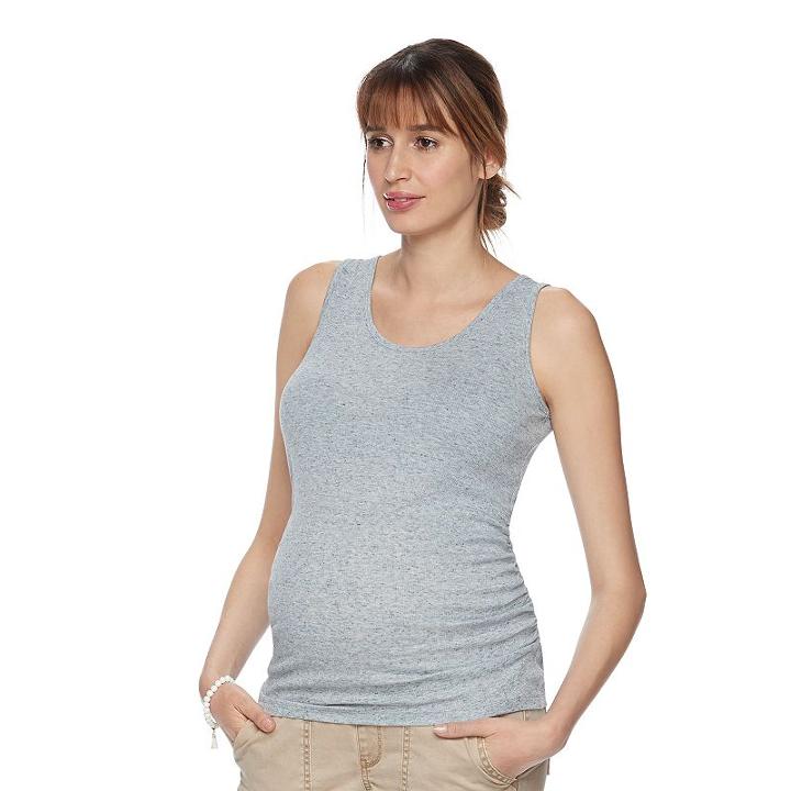 Maternity A:glow Ribbed Ruched Tank, Women's, Size: M-mat, Med Blue