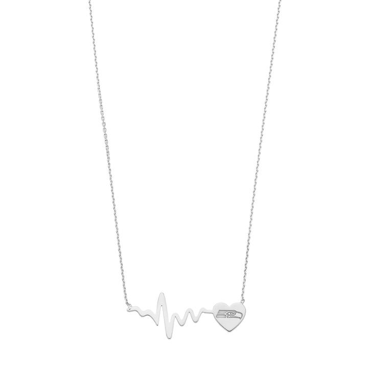 Sterling Silver Seattle Seahawks Heartbeat Necklace, Women's, Size: 18, Grey