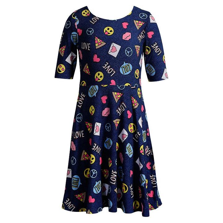 Girls 7-16 & Plus Size Emily West Emoji Reversible Dress, Size: 12 1/2, Multi