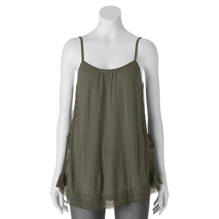 Rewind, Juniors' Crochet Trim Swing Tank, Girl's, Size: Xl, Green Oth