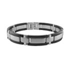 Lynx Stainless Steel And Black Accent Bracelet - Men, Size: 8.25, Grey