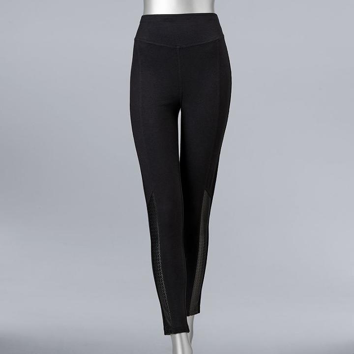 Simply Vera Vera Wang Faux Leather Panel Leggings, Women's, Size: Medium, Black