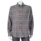 Croft & Barrow, Men's &reg; Classic-fit Plaid Flannel Button-down Shirt, Size: Large, Med Grey