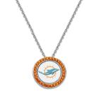 Miami Dolphins Team Logo Crystal Pendant Necklace - Made With Swarovski Crystals, Women's, Size: 18, Orange