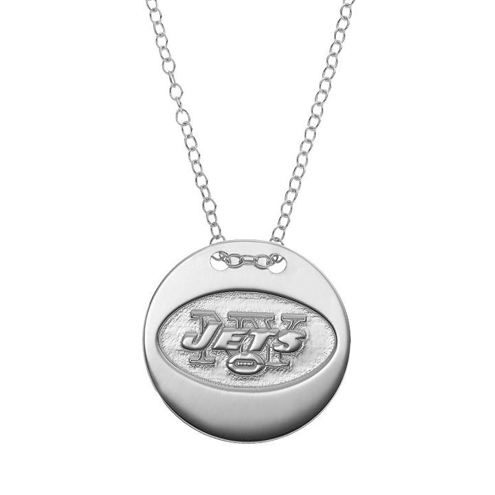 New York Jets Sterling Silver Team Logo Disc Pendant Necklace, Women's, Size: 18, Grey