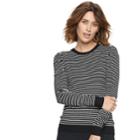 Women's Popsugar Striped Puff-sleeve Sweater, Size: Medium, White
