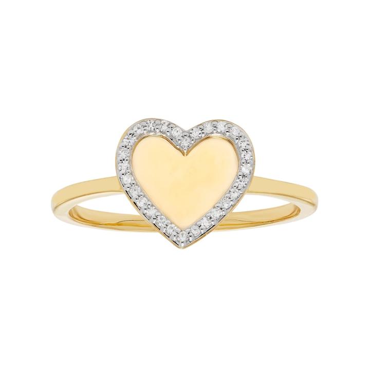 10k Gold 1/10 Carat T.w. Diamond Heart Ring, Women's, Size: 5.50, White