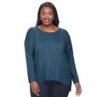 Plus Size Napa Valley Textured Rib Sweater, Women's, Size: 2xl, Blue (navy)