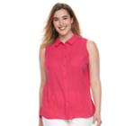 Plus Size Apt. 9&reg; Button-front Tank, Women's, Size: 2xl, Med Pink