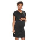 Maternity A:glow Twist-neck Shift Dress, Women's, Size: L-mat, Black
