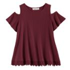 Girls 7-16 & Plus Size Cloud Chaser Crochet Trim Cold Shoulder Top, Size: Xl Plus, Med Red