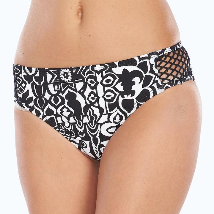 Women's Apt. 9&reg; Floral Hipster Bikini Bottoms, Size: Medium, Black
