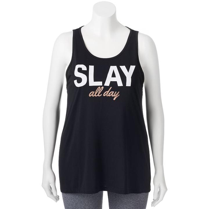 Juniors' Plus Size So&reg; Open Back Graphic Tank, Girl's, Size: 3xl, Black