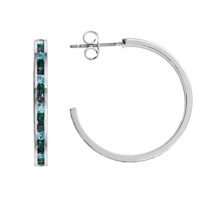 Traditions Silver-plated Swarovski Crystal Hoop Earrings, Women's, Green