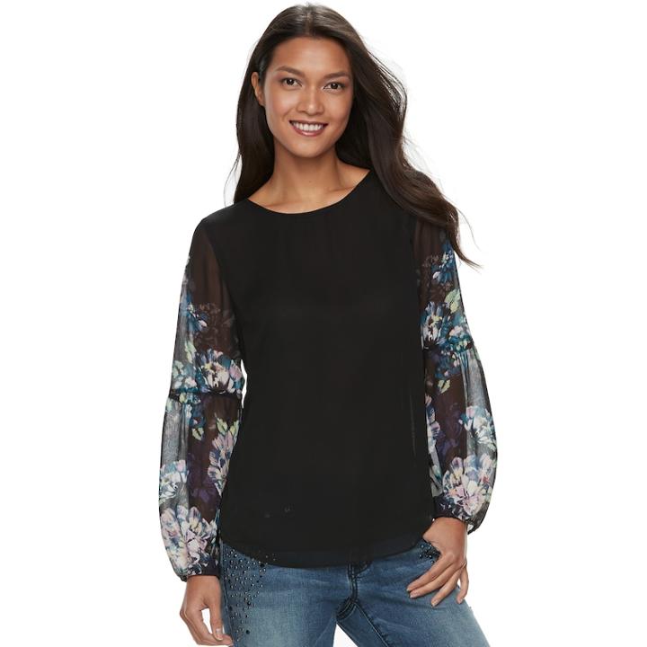 Women's Apt. 9&reg; Textured Balloon Sleeve Top, Size: Small, Oxford