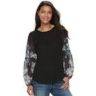 Women's Apt. 9&reg; Textured Balloon Sleeve Top, Size: Small, Oxford