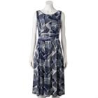 Women's Perceptions Ruched Leaf A-line Dress, Size: Xlrg Av/rg, Dark Blue