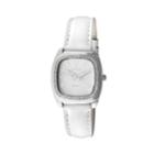 Peugeot Silver-tone Crystal Leather Watch - Made With Swarovski Crystals - Women, White