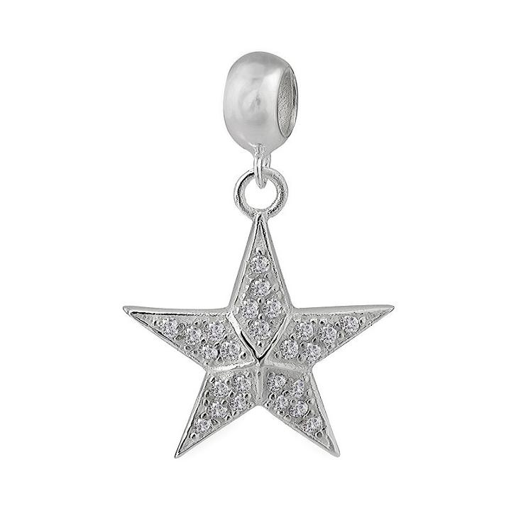 Individuality Beads Sterling Silver Cubic Zirconia Star Charm, Women's