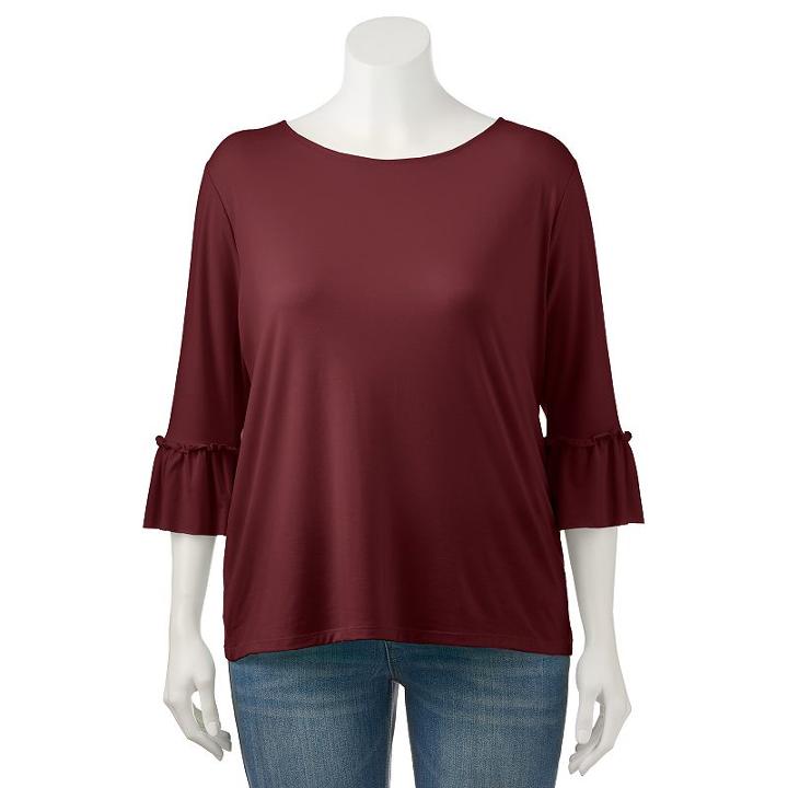 Juniors' Plus Size So&reg; Solid Bell Sleeve Tee, Teens, Size: 3xl, Red