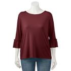 Juniors' Plus Size So&reg; Solid Bell Sleeve Tee, Teens, Size: 3xl, Red