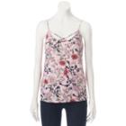 Juniors' Pink Rose Strappy V-neck Tank, Girl's, Size: Medium, Brt Pink