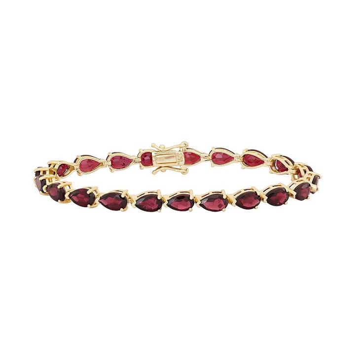 14k Gold Over Silver Garnet Tennis Bracelet, Women's, Size: 7.25, Red