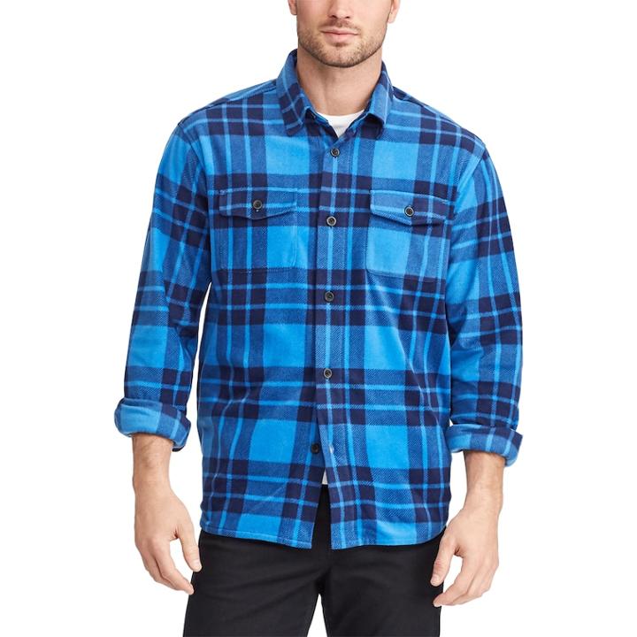 Men's Chaps Regular-fit Plaid Flannel Shirt Jacket, Size: Xxl, Blue