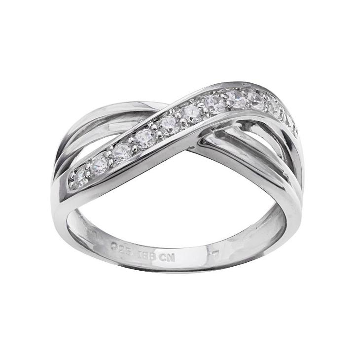 Primrose Sterling Silver Cubic Zirconia Crisscross Ring, Women's, Size: 6, White
