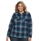 Plus Size Croft & Barrow&reg; Plaid Popover Top, Women's, Size: 2xl, Purple