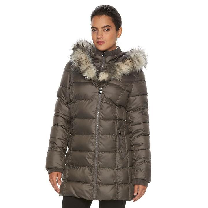 Women's Apt. 9&reg; Hooded Puffer Jacket, Size: Large, Grey Other