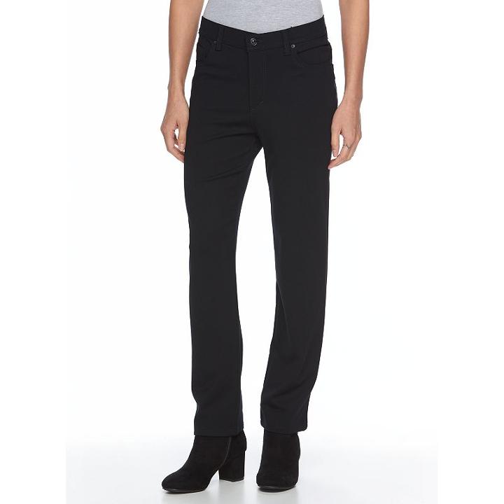 Petite Gloria Vanderbilt Amanda Classic Fit Embellished Tapered Pants, Women's, Size: 12 Petite, Black