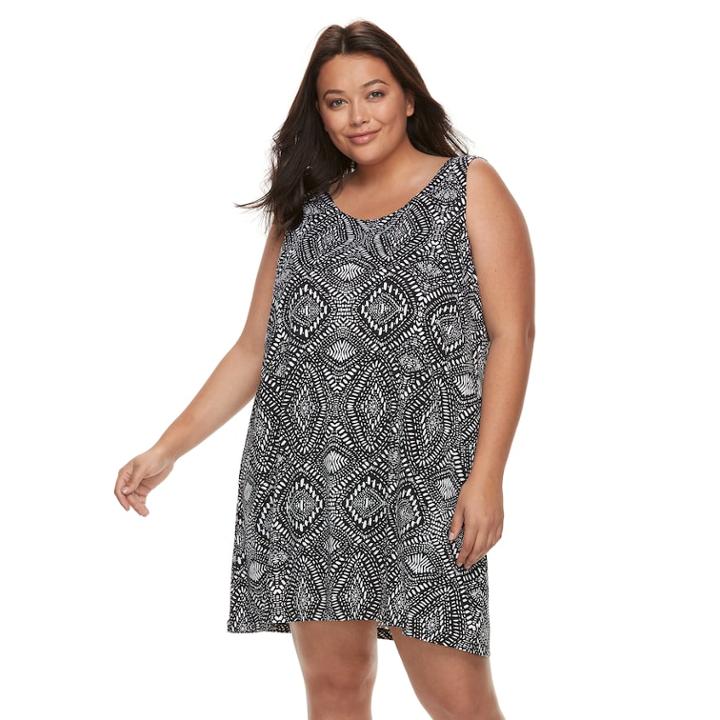 Plus Size Apt. 9&reg; Tribal Lattice-back Cover-up, Women's, Size: 1xl, Tribal Diamond