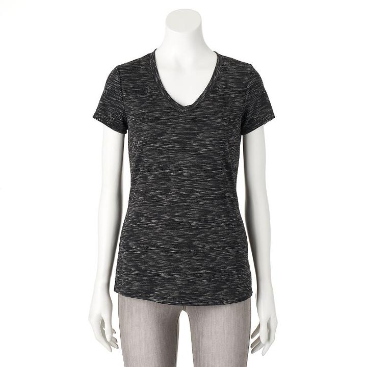 Women's Apt. 9&reg; Modern Essential Space-dyed Tee, Size: Xs, Black