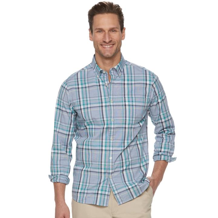 Men's Sonoma Goods For Life&trade; Flexwear Modern-fit Stretch Poplin Button-down Shirt, Size: Xxl, Med Blue