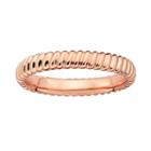 Stacks And Stones 18k Rose Gold Over Silver Ribbed Stack Ring, Women's, Size: 7, Pink