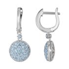 Oro Leoni Sterling Silver Blue Topaz Disc Drop Earrings - Made With Genuine Swarovski Gemstones, Women's