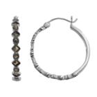 Silver Luxuries Marcasite Geometric Hoop Earrings, Women's, Grey