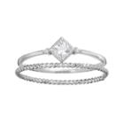 Lc Lauren Conrad Runway Collection Cubic Zirconia Square & Twisted Ring Set, Women's, Size: 7.50, Silver