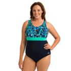 Plus Size Dolfin Colorblock Moderate Scoopback One-piece Swimsuit, Size: 18, Brt Green