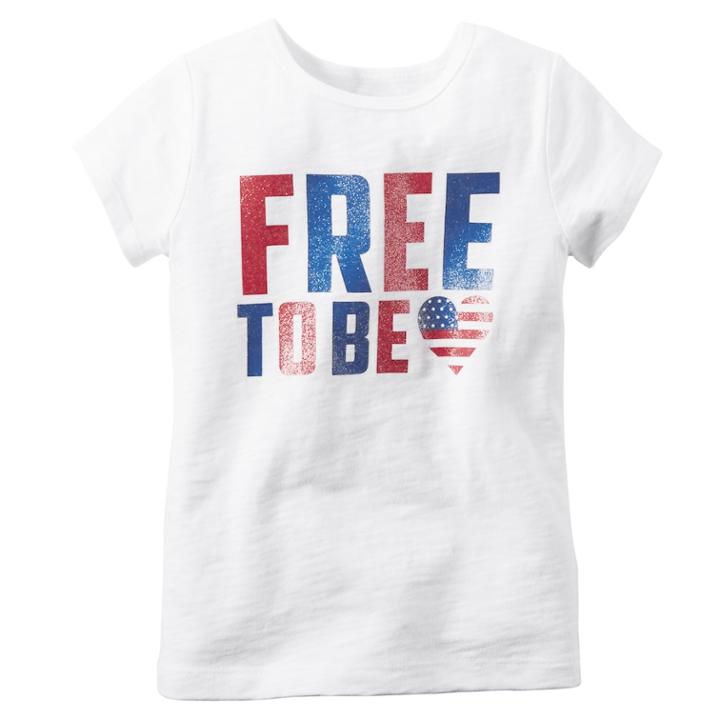 Girls 4-8 Carter's Free To Be Glitter Tee, Size: 4, White