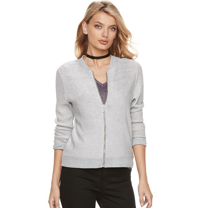 Women's Juicy Couture Metallic Bomber Jacket, Size: Xl, Grey Other