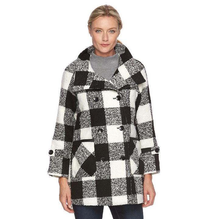 Women's Kc Collections Buffalo Plaid Double-breasted Jacket, Size: Medium, Multicolor