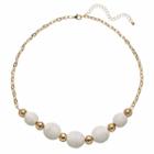 White Thread Wrapped Bead Necklace, Women's, Lt Beige